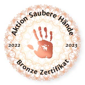 Bild Plakette Aktion saubere Hände mit Handabdruck Bild Plakette Aktion saubere Hände mit Handabdruck